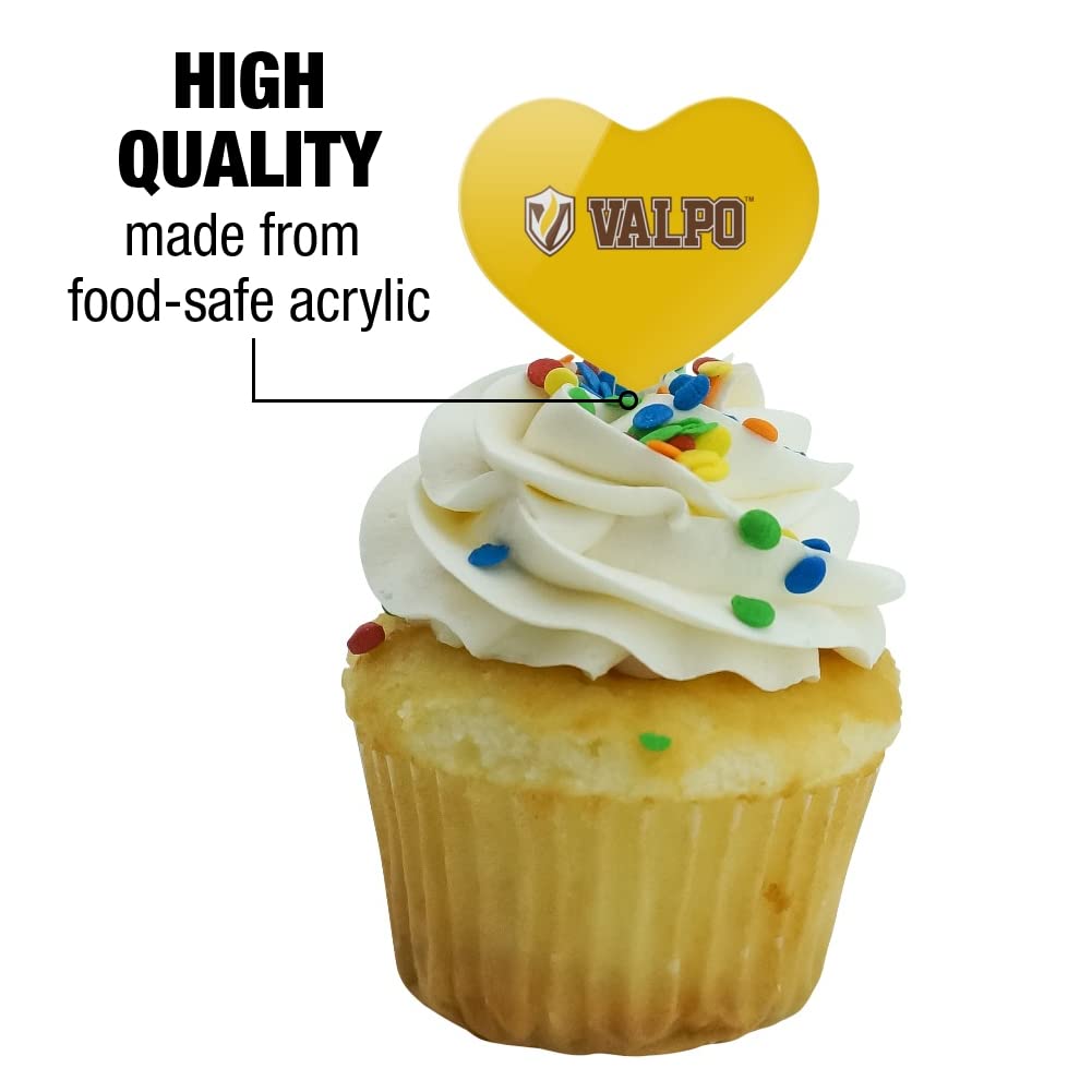 GRAPHICS & MORE Acrylic Cupcake Picks Toppers Set of 6 - Valparaiso University Secondary Logo Heart Decoration