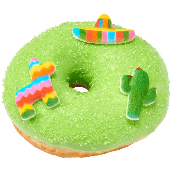 Cinco De Mayo - Cactus, Sombrero, Pinata, Chili Pepper Edible Sugar Cake Toppers, 12 Count