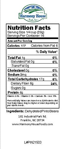 Harmony House Foods TRUE Dehydrated Pinto Beans - Easy Cook (16 oz, Quart Size Jar)