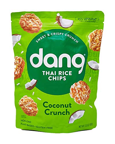Dang Thai Rice Chips | Gluten Free, Soy Free & Preservative Free Rice Crisps, Healthy Snacks Made with Whole Foods (Coconut Crunch, 3.5 Ounce (Pack of 1))