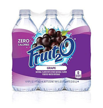 Fruit2O Flavored Water, Zero Calorie, Grape, 96 Fl Oz, Pack of 4