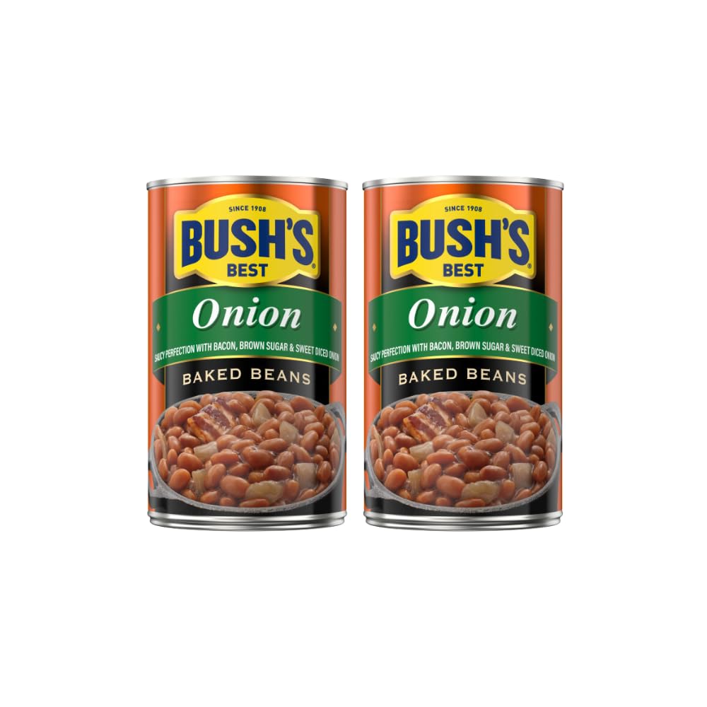 Bushs Best Onion Baked Beans, Gluten Free, Low Fat, 28 Ounce (Pack of 2)