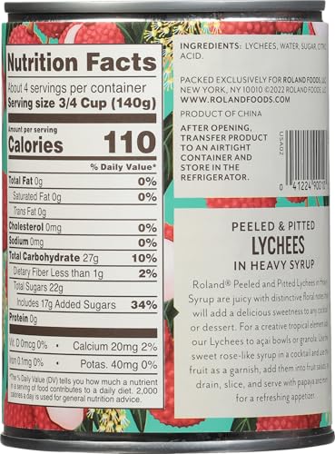 Roland Whole Lychees in Heavy Syrup (19.9 oz Cans) 2 Pack