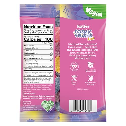 Katjes Vegan Gummy Candy, Sweet and Sour Fruity Snacks, 4.9oz Bags, 3 Pack, Gelatin-Free, No HFCS, Palm Oil Free