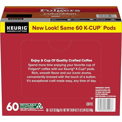Folgers Colombian Coffee  Medium Roast  Keurig K-Cup Pods  10 Count Box (Pack of 6)
