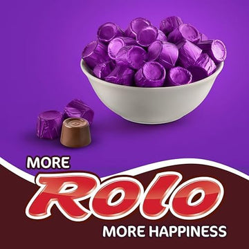 Rolo Dark Chocolate Candy with Caramel Inside - 1.5 Pound Approx 110 Pieces- Individually Wrapped Dark Chocolate for Halloween Candy  Bulk Chocolate Candy  Purple Candy for Party - Perfect Fall Candy Treat