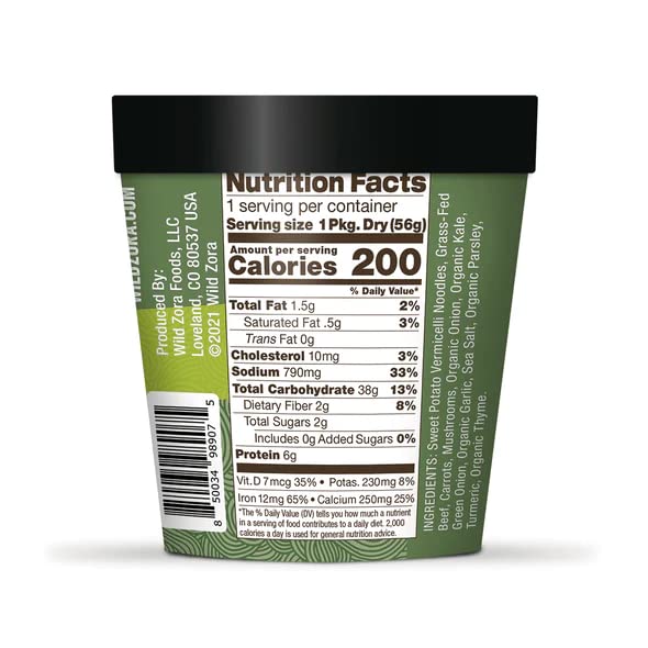 Wild Zora Vermicelli Noodle Soup - Instant Cup Of Soup Snack W/Sweet Potato Glass Noodles, Gluten Free Soup Made W/Real And Trad