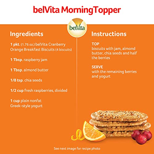 belVita Breakfast Bars Biscuits, Cranberry Orange, 30 Total Packs, 6 Boxes (4 Biscuits Per Pack)