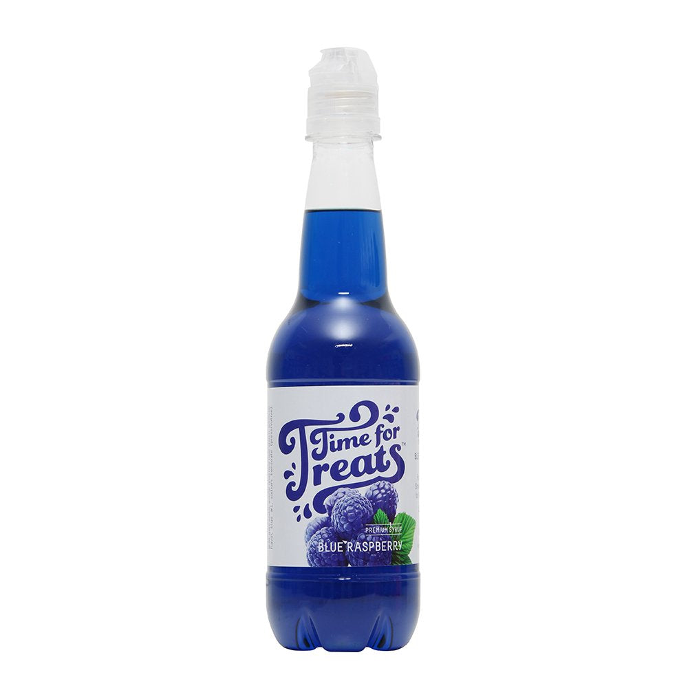 TIME FOR TREATS Flavored Syrup for Snow Cones & Sodas, 16.9 Fl Oz, Blue Raspberry, Plastic Bottle, Model VKP1191