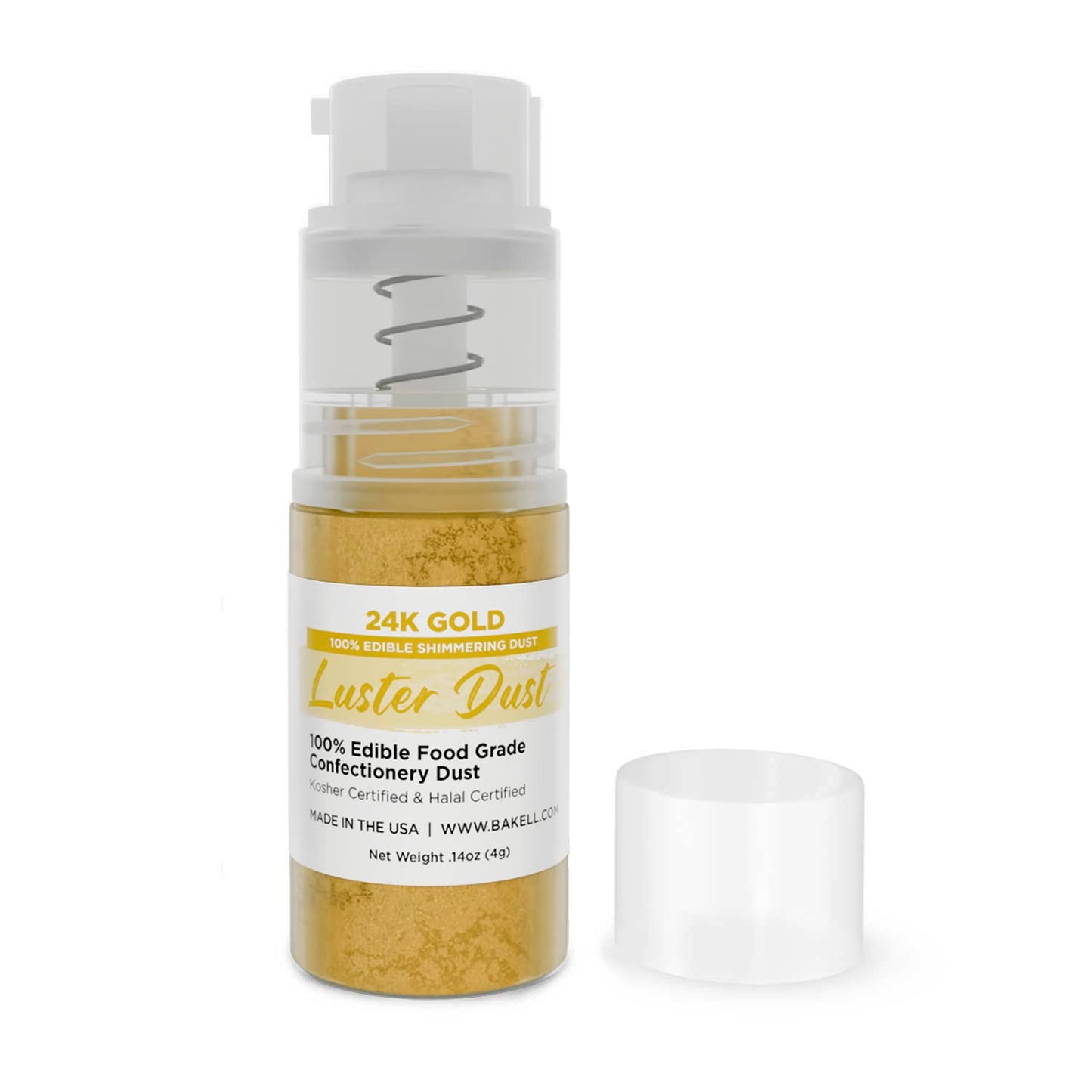 Luster Dust - 24K Gold (4g 1x Pump) | Edible Vegan Dust & Paint for Cake Decorating, Ice Cream, Desserts, Cocktails and Beverage