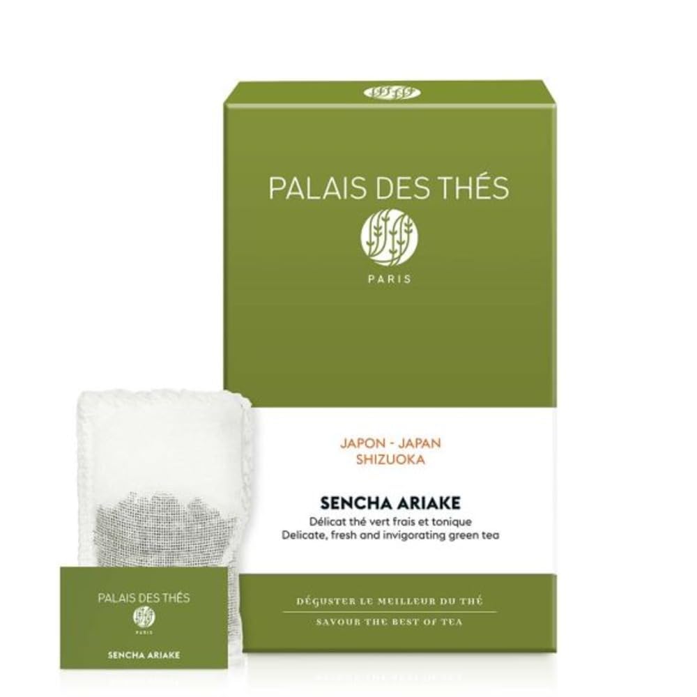 Palais Des Th?S Green Tea - Organic Sencha Ariake Blend - Top-Grade Japanese Green Tea Bags  Serves 20 Cups