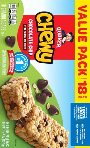 Quaker Chewy Granola Bars Chocolate Chip, 0.84 Oz, 18 Ct, Pack of 1