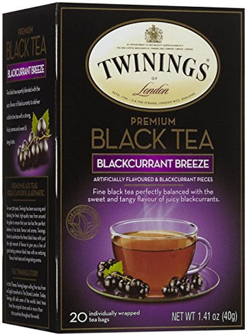 Twinings Premium Blackcurrant Breeze Black Tea, 20 Tea Bags