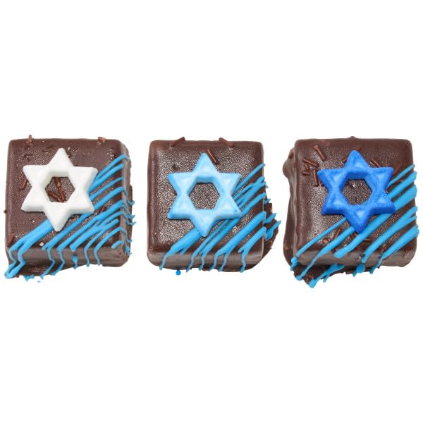 Mini Blue And White Star Of David Edible Sugar Cake Toppers, 24 Count