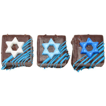 Mini Blue And White Star Of David Edible Sugar Cake Toppers, 24 Count