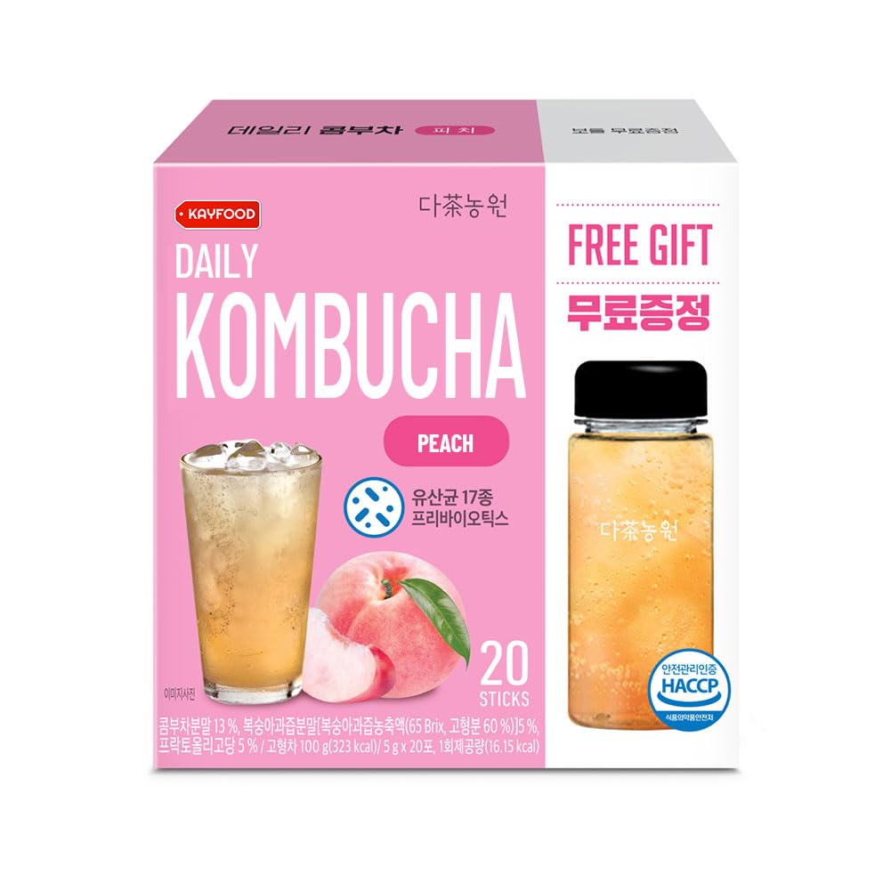 KAYFOOD Garden Daily Kombucha Tea Powdered Mix, Probiotics & Prebiotics, 20 Sticks with Bottle (3.52oz), Zero Sugar, Diet Bevera