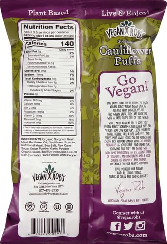 Veganrobs Puffs Cauliflower Probiotic 3.5 Oz