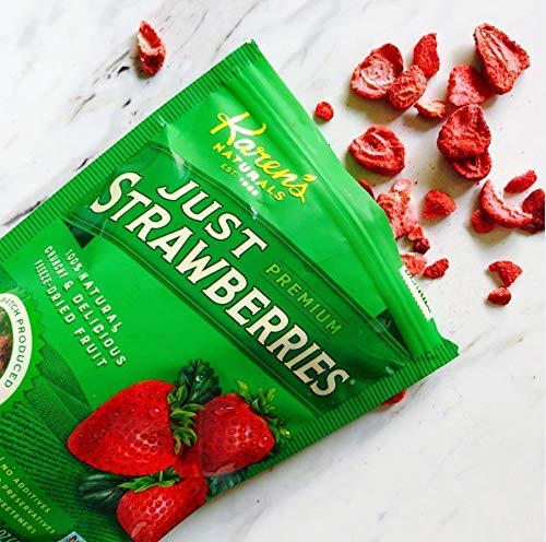Karen'S Naturals Just Strawberries, 1.5 Ounce Pouch, All Natural Freeze Dried Strawberries, Vegan, Gluten Free, Healthy Fruit Sn