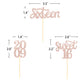 Partico 24 Pcs Cupcake Toppers, Sweet 16 Rose Gold Glitter Decorations, Paper, for 16th Birthday Party
