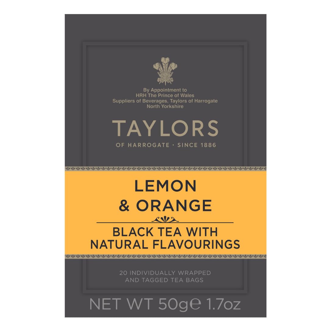 Taylors Of Harrogate Lemon & Orange Black Tea, 20 Count (Pack Of 6)