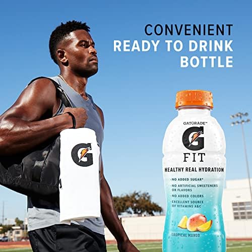 Gatorade Fit Electrolyte Beverage, Tropical Mango, 16.9 oz Bottles, 12 Pack