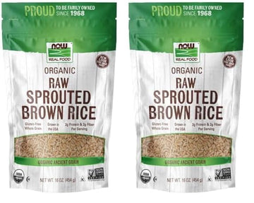 Now Foods, Organic Sprouted Brown Rice, Raw, Gluten-Free And Whole Grain, 16-Ounce (Packaging May Vary) (Pack Of 2)