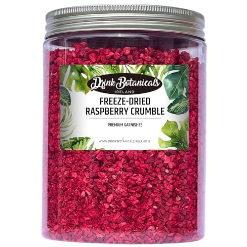 Drink Botanicals Freeze Dried Raspberry Crumble Grit Pieces, 100% Natural, Non-GMO, 5.29oz, Pet Recyclable Jar