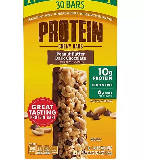 Generic NV Peanut Butter Dark Chocolate Protein Chewy Bars, Gluten-Free, 30 Count, 1.42 lbs