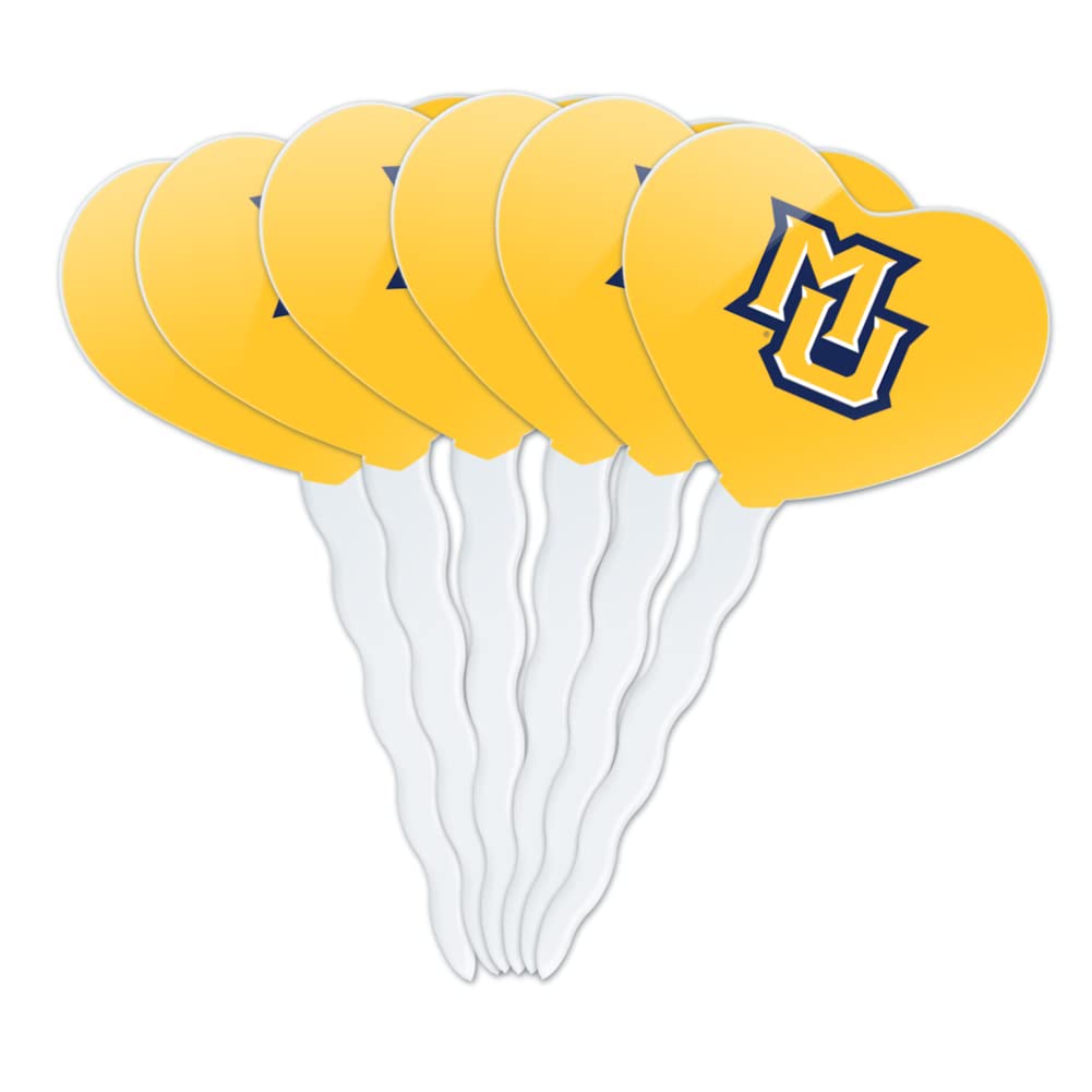 GRAPHICS & MORE Heart Cupcake Picks Set of 6, Acrylic, Marquette University, One Size