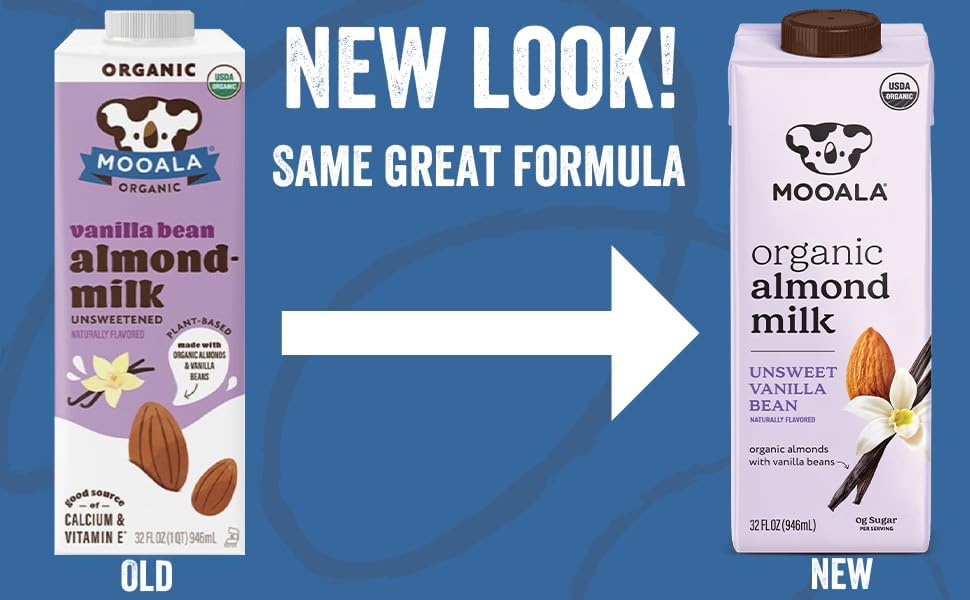 Mooala - Organic Vanilla Bean Almondmilk, Unsweetened, 32Oz (Pack Of 6) - Shelf-Stable, Non-Dairy, Gluten-Free, Vegan & Plant-Ba