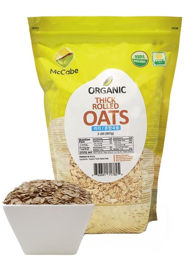 Mccabe Organic Thick Rolled Oats - Extra Thick Rolled Oats | Rich With Fiber & Minerals | Usda And Ccof Certified | Product Of U