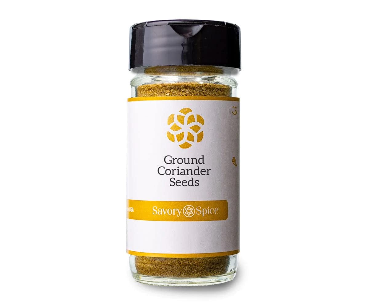 Savory Spice Ground Coriander Seeds - Freshly Ground Coriander Powder for Cooking | Gluten-Free Coriander Seasoning (Medium Jar 