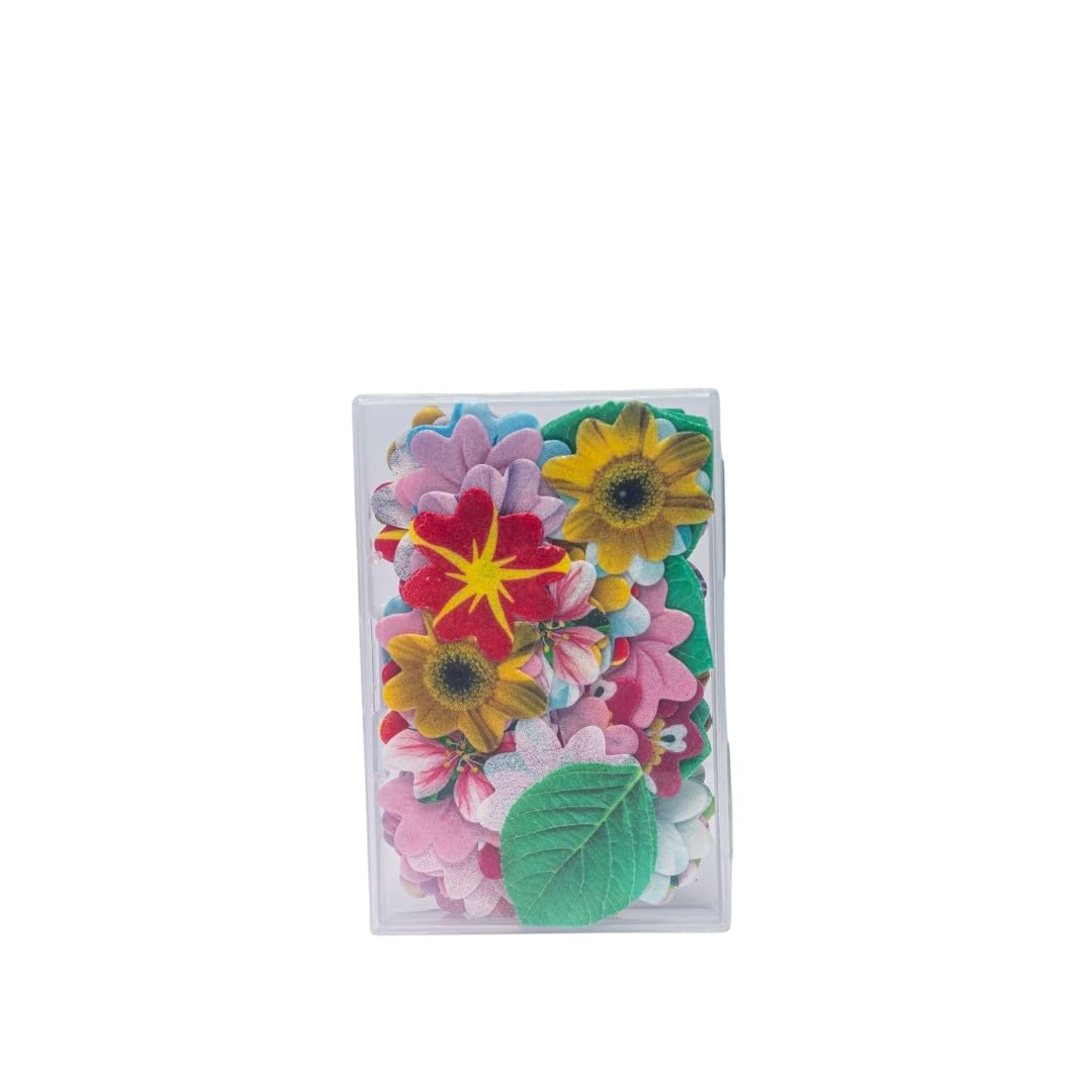 KSINWCOI Edible Flowers Wafer Paper Toppers for Cakes & Cupcakes, Rice Paper, 100 Flowers + 20 Leaves