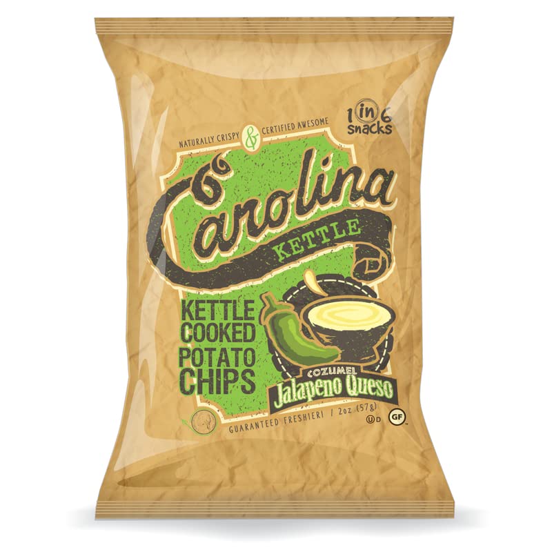 Carolina Cozumel Jalapeno Queso Kettle Cooked Potato Chips 2 oz. Bagged - Total Qty: 20