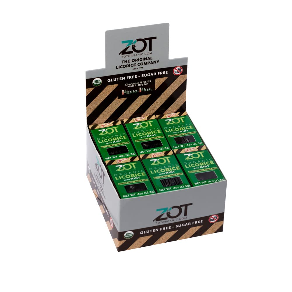 Zot 100% Organic Licorice With Mint, Dark Brown, Black, 0.4 Ounce (Pack Of 6)