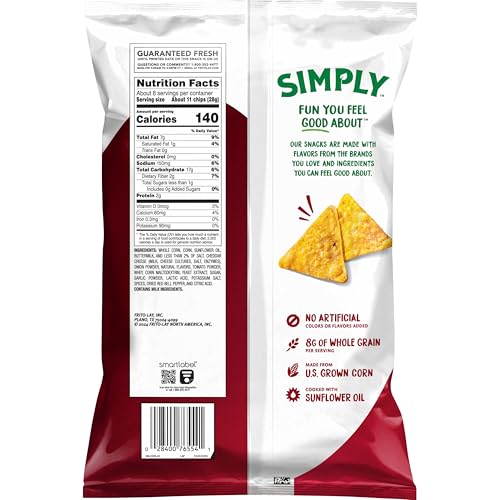 Simply Doritos White Cheddar Nacho Tortilla Chips  7.5 Oz