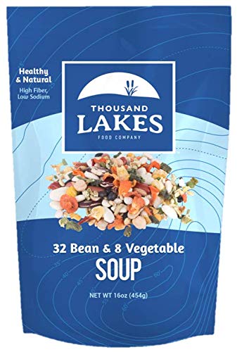 Thousand Lakes 32 Bean And 8 Vegetable Dry Soup Mix - 1 Pound | Low Sodium | No Fat | High Fiber | 20+ Servings | Vegan