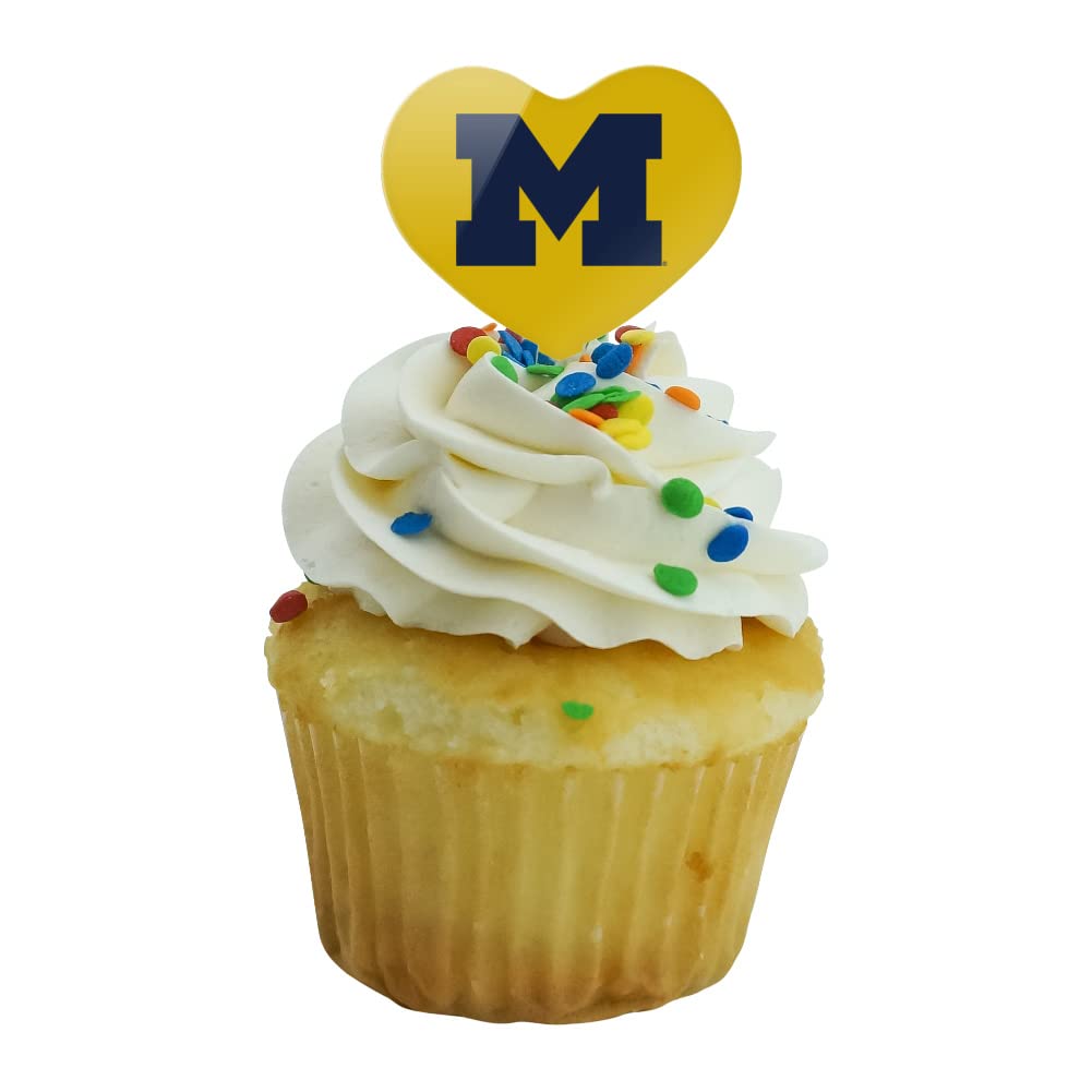 GRAPHICS & MORE Cupcake Picks Set of 6, Heart Design, Acrylic, One Size, University of Michigan