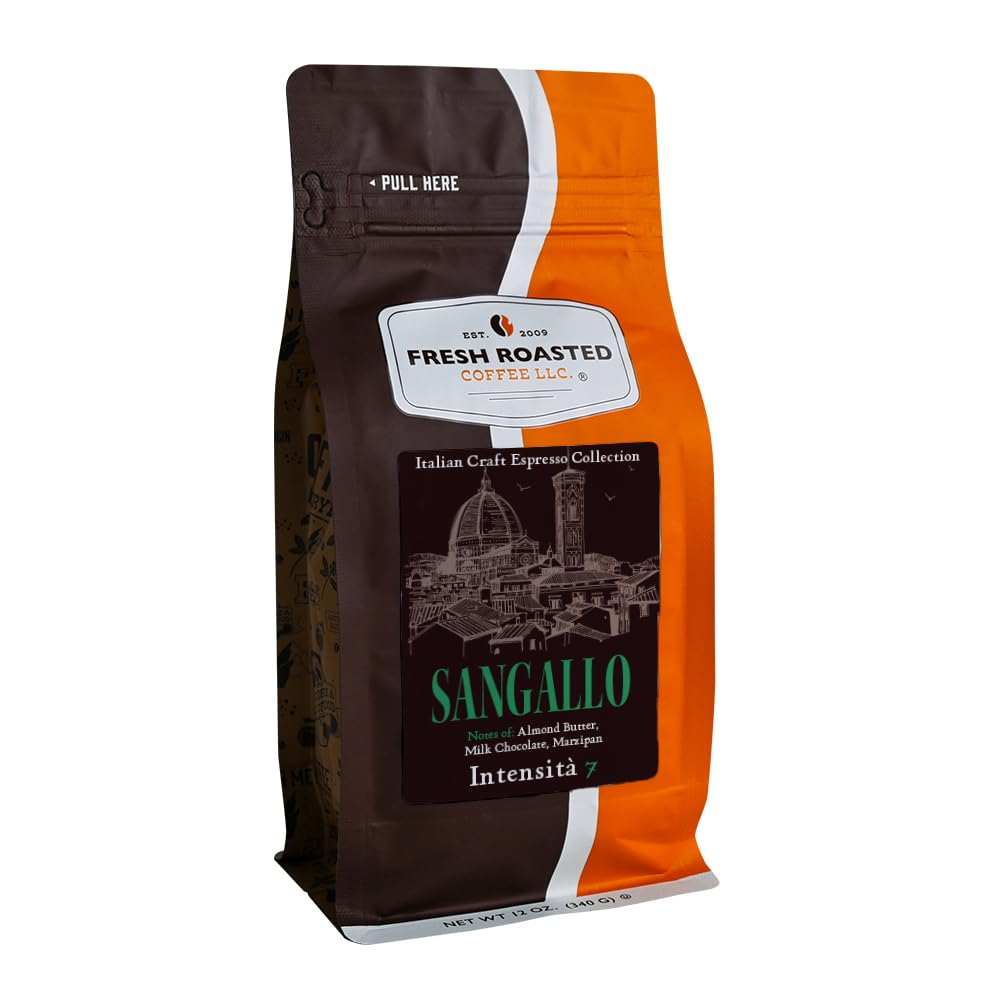 Fresh Roasted Coffee  Sangallo Italian Craft Artisan Blend  12 Oz  Medium Roast  Kosher  Whole Bean