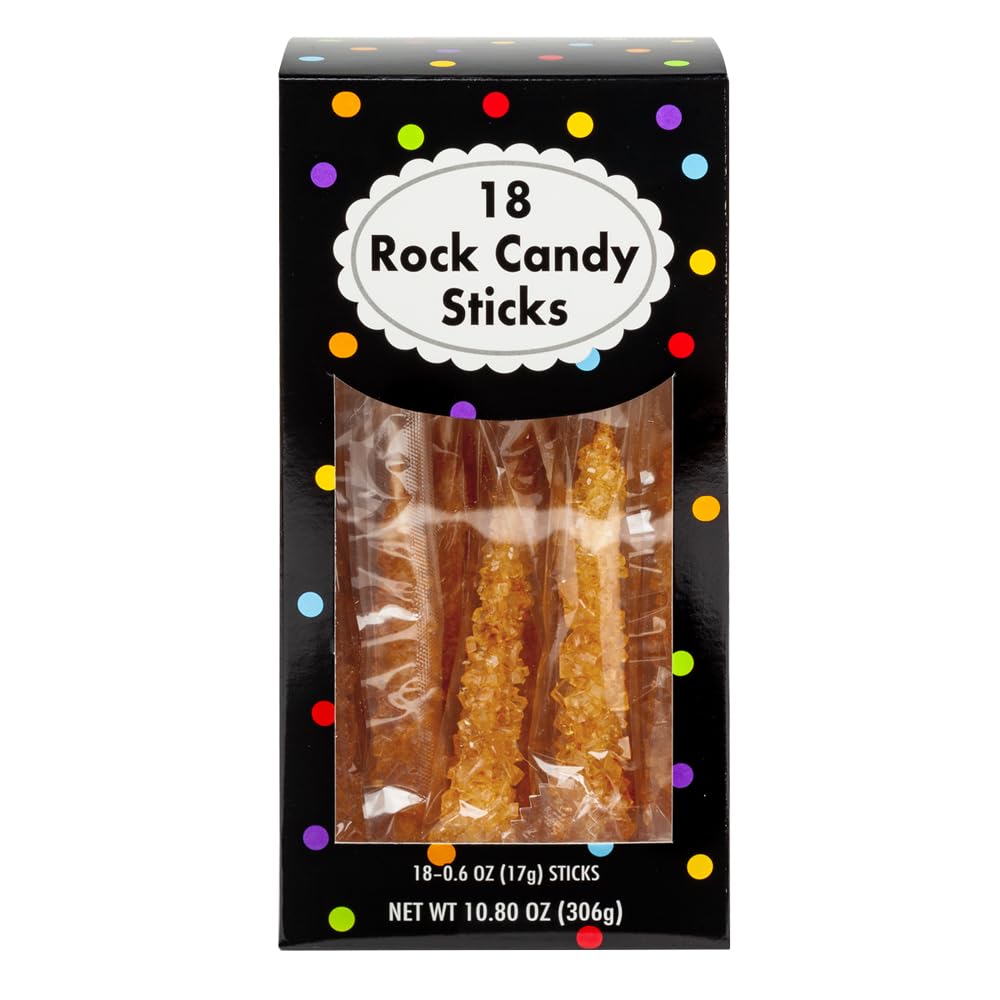 Amuse Mints Rock Candy Sticks, 18 PC Box, Colorful Hard Candy, Individually Wrapped, Perfect for Parties and Gifting