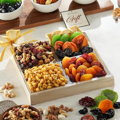 Broadway Basketeers Dried Fruit Gift Tray, Gift Box Arrangements And Healthy Gourmet Gift Basket For Birthday, Appreciation, Thank You, Families, Father'S Day (2.5Lbs)