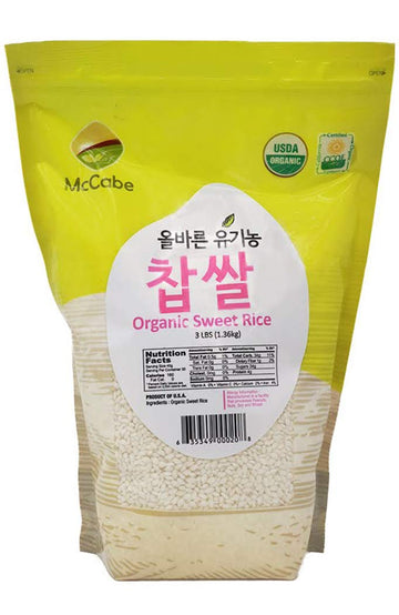 Mccabe Organic Sweet Rice - Organic Glutinous Sweet Rice | Gluten Free & Gmo-Free Organic Sticky Rice | Rich In Fibers And Minerals | Usda And Ccof Certified Organic | Product Of Usa | 3 Lbs