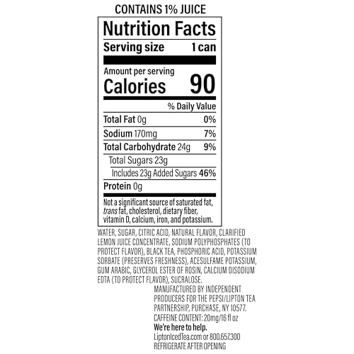 Lipton Fusions Strawberry Lemonade & Iced Tea, 16 Fl Oz Cans, Pack of 12