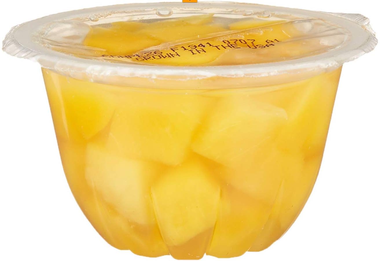 Large Online Retailer Fresh, Yellow Cling Diced Peaches In Fruit Juice, 4 Oz Bowls (Pack Of 4) (Previously Happy Belly, Packaging May Vary)