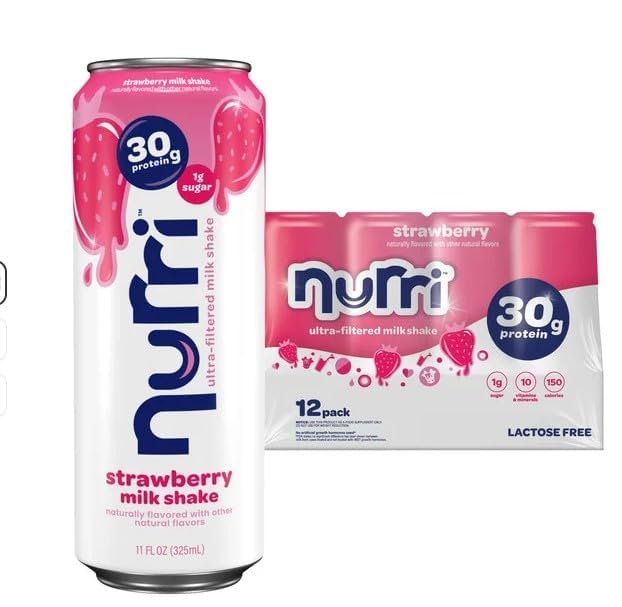Nurri - 30g Protein Ultra Filtered Milk Shake - Strawberry - Lactose Free  Low Sugar  150 Calories  10 Vitamins and Minerals - 11 fl oz  12 Cans