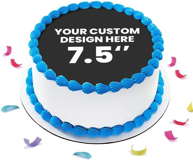 EPOC-PRINT Custom Edible Image Toppers - Upload Photos, 7.5 Round, Multi, Frosting Sheet