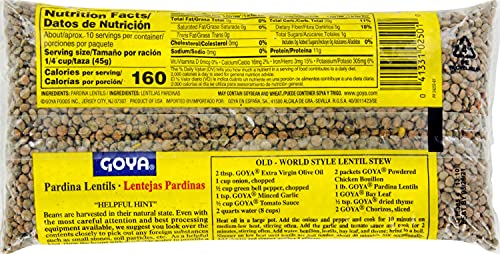 Goya Foods Pardina Lentils, Dry, 16 Ounce (Pack Of 24)