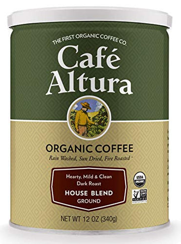 Cafe Altura Ground Organic Coffee, House Blend, 12 Ounce (Pack Of 3), Green