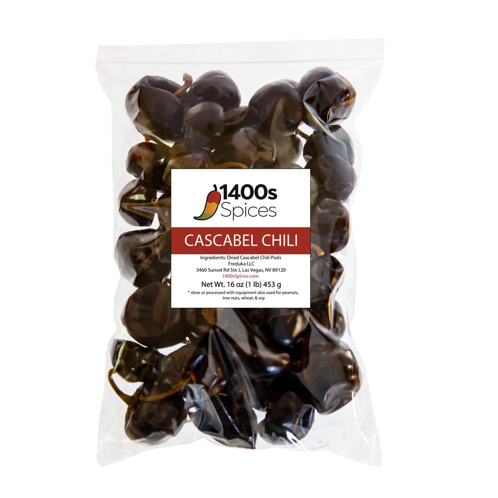 1400S SPICES 1lb Cascabel Dried Whole Chile Peppers - Chili Seco Pods for Authentic Mexican Food