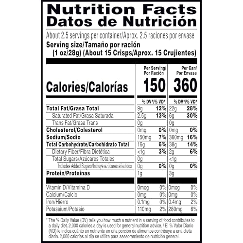 Pringles Potato Crisps Chips, Lunch Snacks, On-the-Go Snacks, Grab N Go, Original, 2.3oz Can (1 Can)